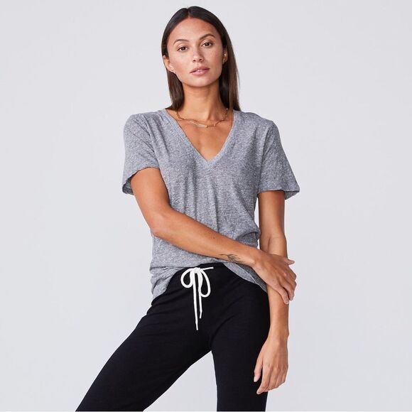 NWT Monrow Textured Tri-Blend Fitted V Neck Tee womens size xs - Picture 4 of 11